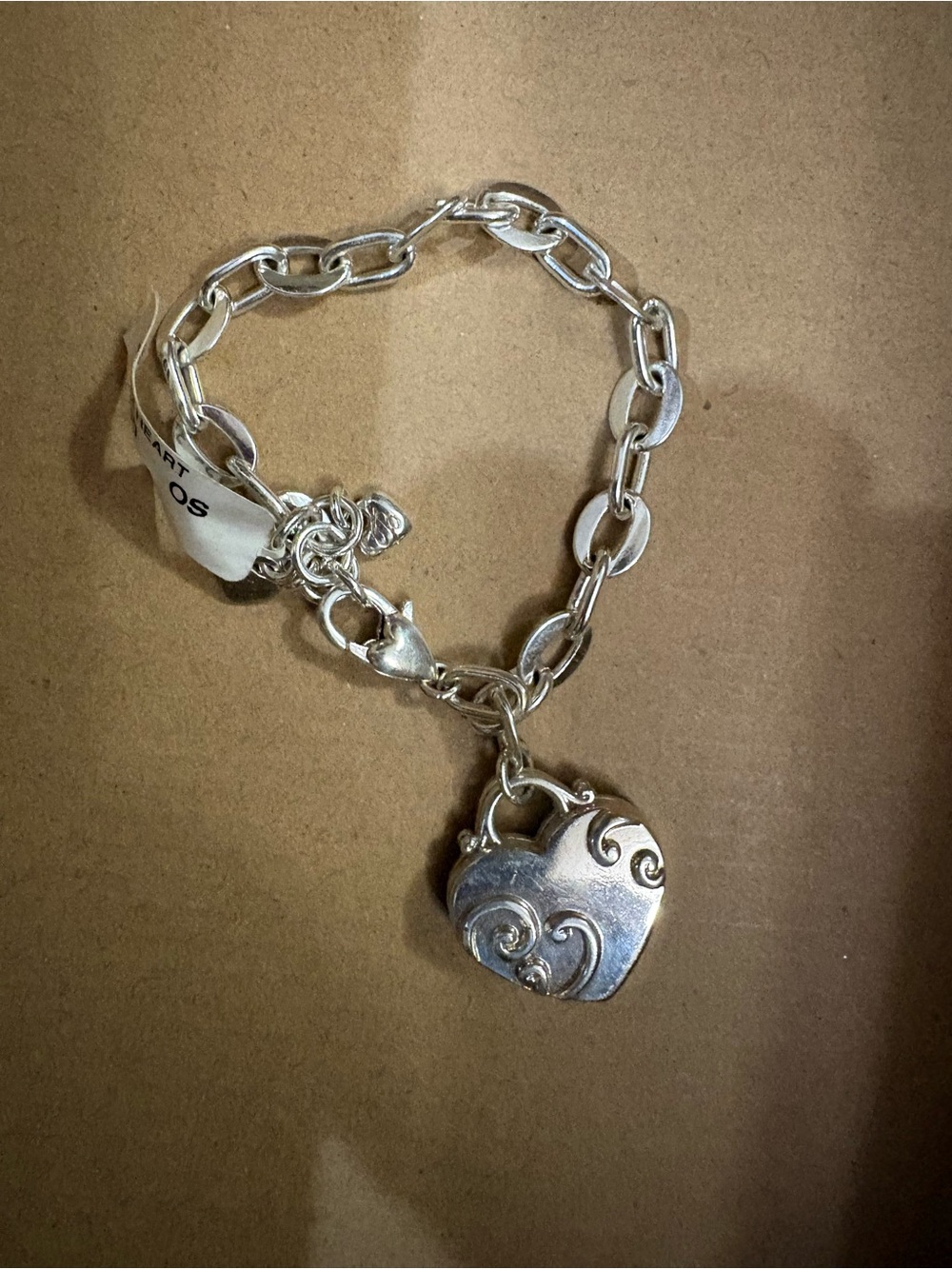 Brighton Silver Heart Charm Link Bracelet